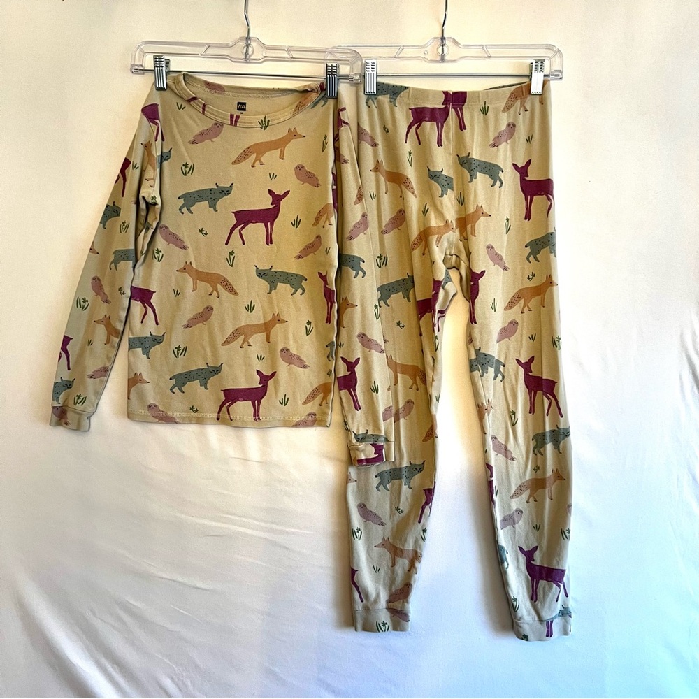 Tea Collection Girls Pajamas 2 Piece Long Sleeve Pants Woodland Animals Size 14